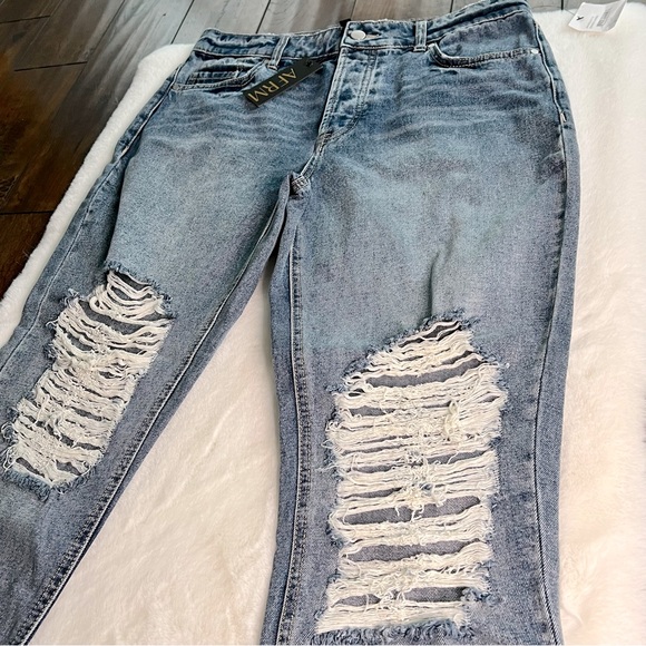 AFRM Distressed High Rise Button Fly Jeans Size 27 NWT - Picture 9 of 16